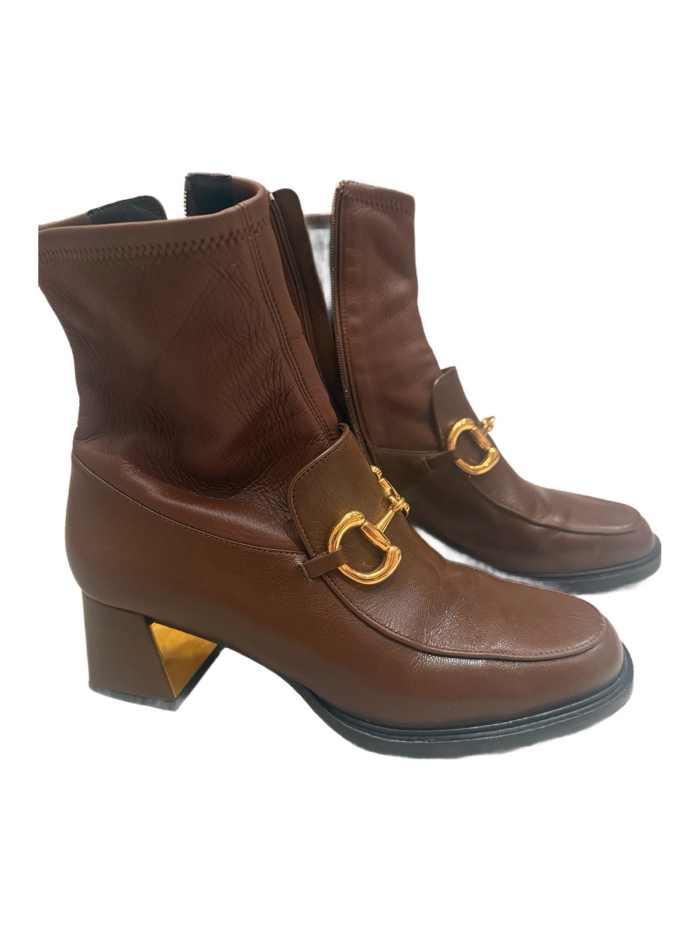 GUCCI horsebit brown leather boot 
Size 39.5